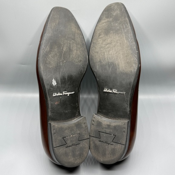 Salvatore Ferragamo Loafers Mens 8.5 D Brown Leather Gancini Bit Shoes 61269 - Picture 13 of 14